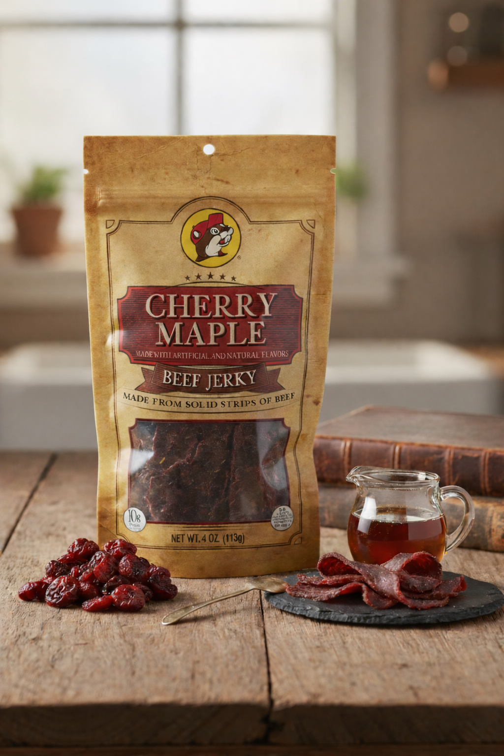 Buc-ee's Cherry Maple Beef Jerky bag